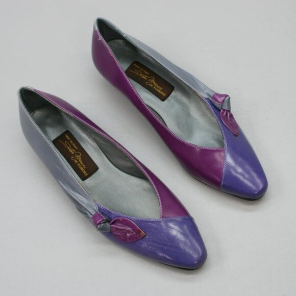 Vintage Sesto Meucci Ladies 5 Lelia Mauve Combo Purple Knot Wedge Shoes - Italy - Picture 7 of 13